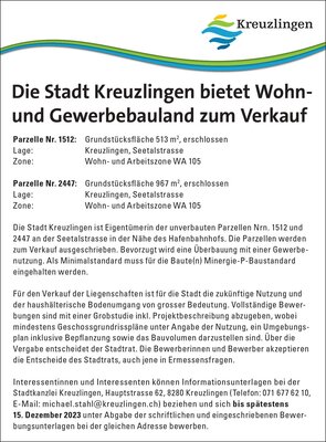 Inserat Parzelle zum Verkauf